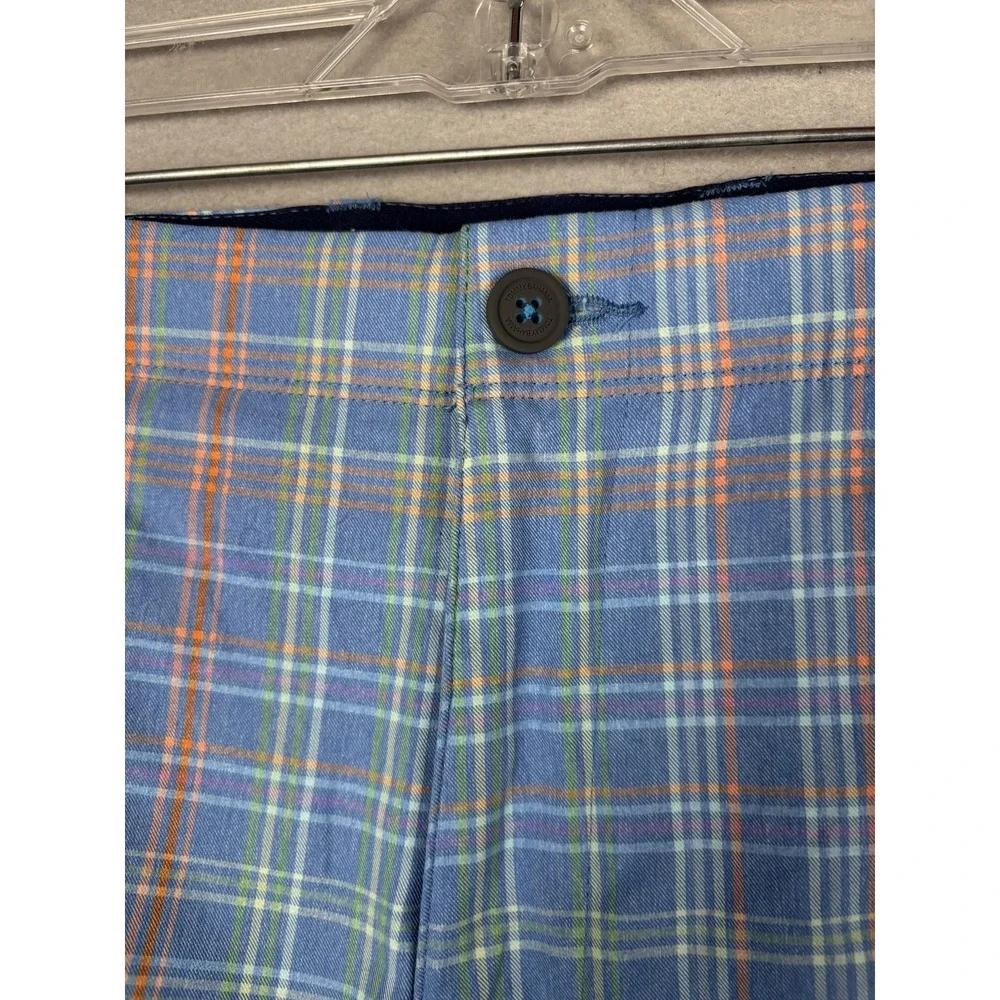 Tommy Bahama On Par La Vida Check Shorts Mens 38 Blue Plaid Chino 9 Inseam